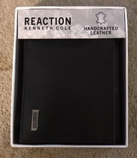 Kenneth Cole Reaction Mens Leather Bifold Wallet Black New In Box