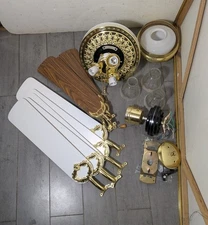 PARTS - Vintage 90s Ceiling Fan Light - Ornate gold/brass/white 42" 52"