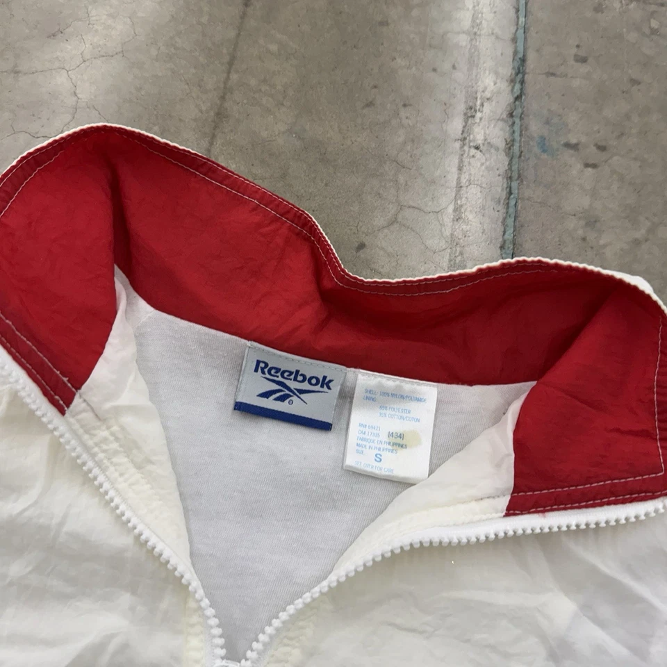Vintage Reebok Windbreaker Jacket Red White 90s Retro Track Style Small - Image 3 of 4