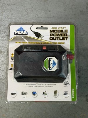 Peak Mobile 400 Watts Automobile 2 AC Power Outlet w/ USB Charger NEW