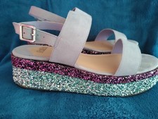Fabulous pair of sequinned platform/wedge sandals in Lilac size 8UK