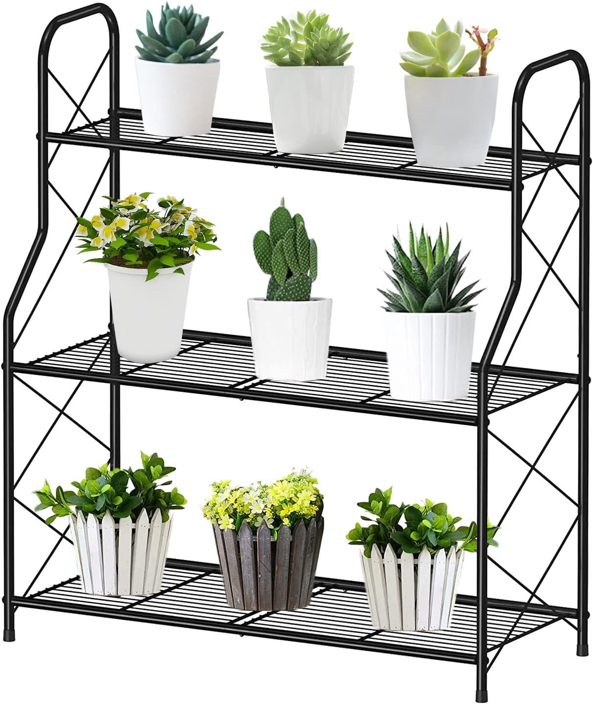 Fioriera Scaletta Metallo 3 Livelli - Stile Vintage per Casa e Giardino