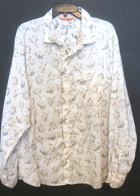 MENS TOMMY BAHAMA BARBADOS BREEZE L/S SHIRT CREAM & TAN PRINT SIZE XLARGE