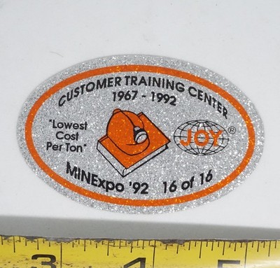 Joy Decal Sticker Mining Customer Training Center MINExpo 1992 Reflective Glittr