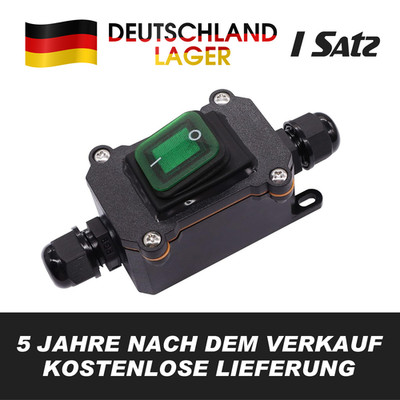 220V 30A Inline-Kabelschalter IP65 Wasserdichter Ein-Aus-Schalter Grün Lichttast