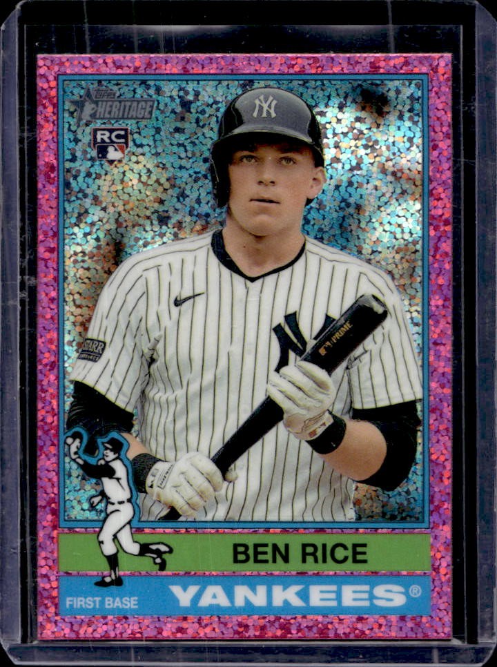 2025 Topps Heritage Ben Rice Chrome RC Pink Sparkle Refractor #406 Yankees
