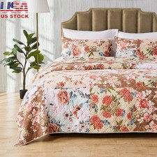 Reversible Patchwork Quilt Set Oversized Deep Mattresses 100 Cotton Comfort New