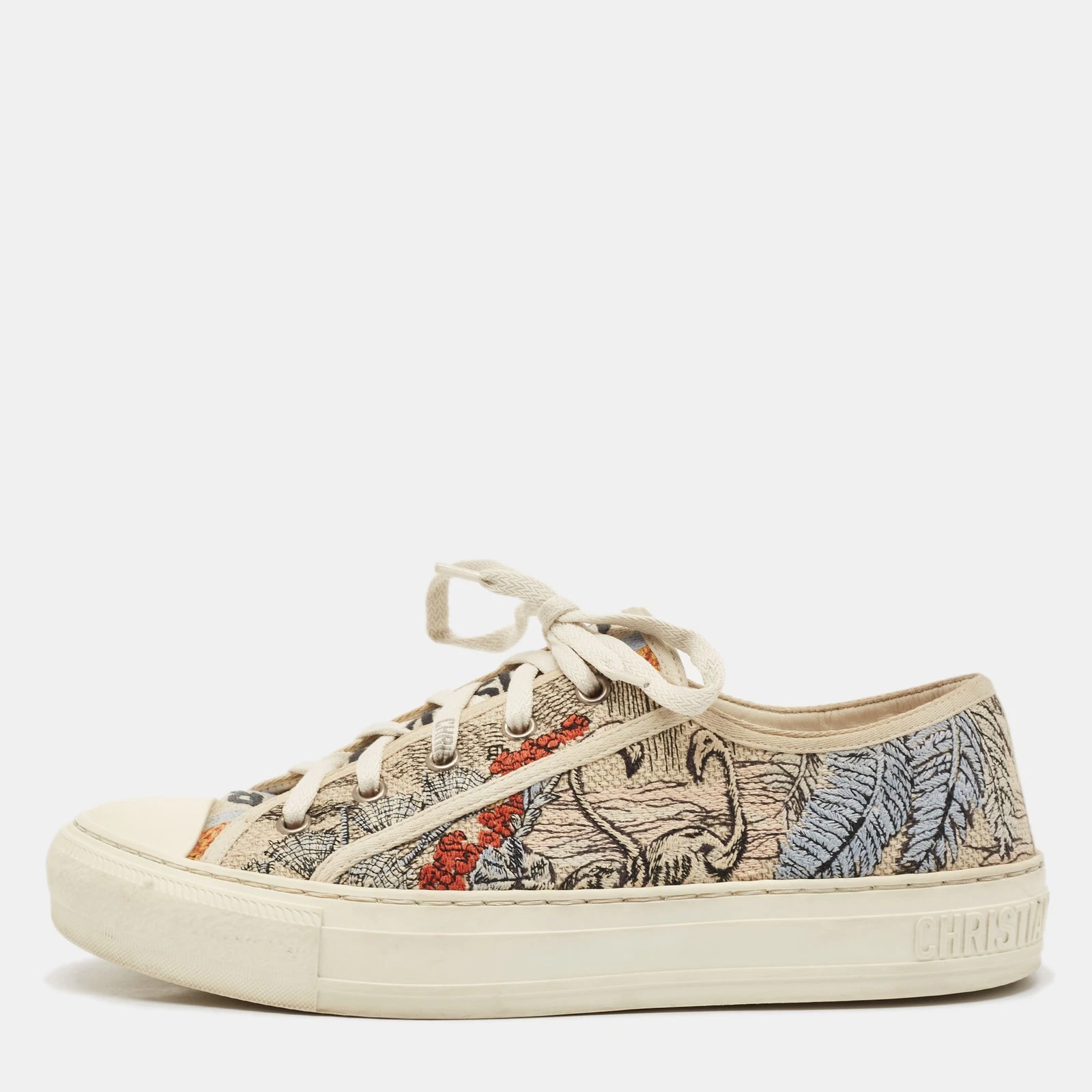 Baskets basses Walk'n'Dior multicolores en toile perlée et brodée pointure