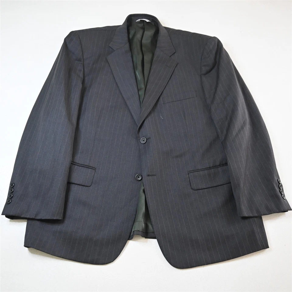 Joseph Feiss 46S 38x30 Gray Striped 100% Wool Mens Jacket Pants Suit - Image 2 of 4