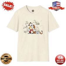 Calvin and Hobbes Friendship Tee: Cartoon Hugging Montage