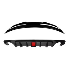 Gloss Black PSM Style Rear Bumper Diffuser & Rear Spoiler For 18-24 Infiniti Q50