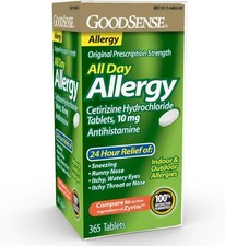 GoodSense 24 Hour Allergy Relief, Cetirizine Hydrochloride Tablets, 10 mg, Antih