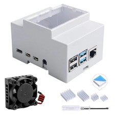 Case for Raspberry Pi 4, DIN Rail Case with Fan for Raspberry Pi 4, Modular B...
