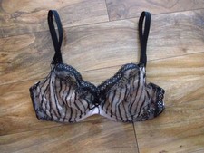 Victoria's Secret Beige Black Sheer Unlined Lace Balconette Bra Size 34D