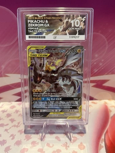 Pokémon Pikachu & Zekrom GX TCG Sun Moon Team Up SM168 Promo ACE 10 GEM MINT