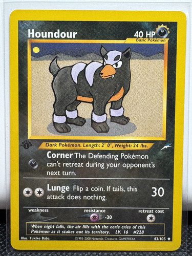 1. Edition Houndour 43/105 Neo Destiny WOTC Pokemon (NM)