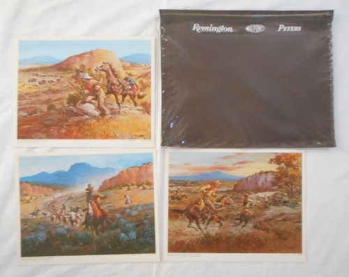 Vintage FRED HARMAN Set of Three 13.75x11" Litho Prints with Zippered Pouch FAST