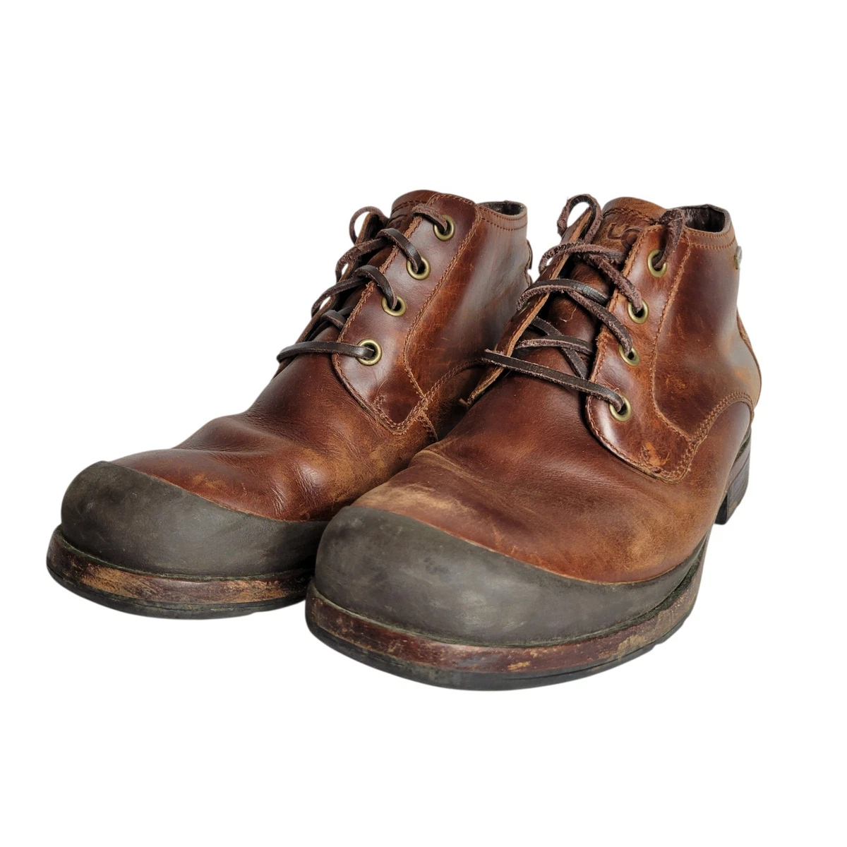 UGG Men\'s Brown Leather Lace-Up Ankle Boots Plaid Inside US SIZE 14 UGG CASON WATERPROOF BROWN LEATHER/ WOOL WINTER BOOTS, MEN  main image 4