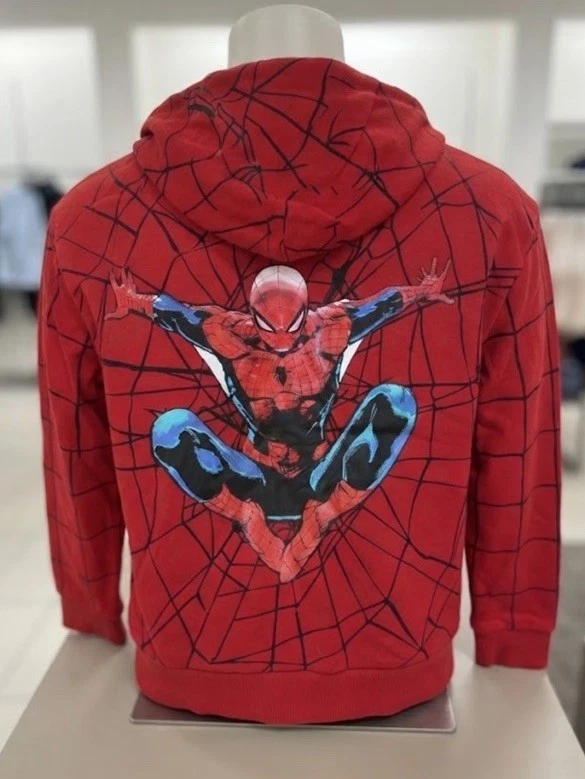 MARVEL SpiderMan Cosplay Adulto Unisex Cremallera Frontal Sudadera con Capucha Talla XL
