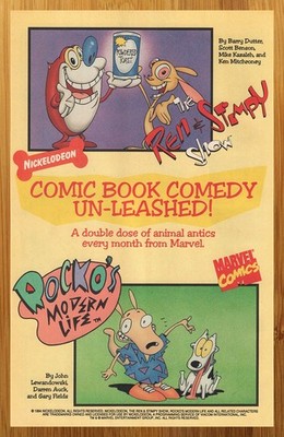 1994 Ren & Stimpy/Rocko's Modern Life Comics Print Ad/Poster Nickelodeon Art 90s
