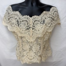 VINTAGE WATTERS AND WATTERS IVORY LACE OFF THE SHOULDERS BRIDAL TOP SIZE 16