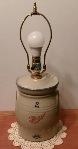 Redwing Stoneware Pottery Lamp With Wing & #2 On It