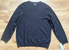 Club Room Black Men's 100 Cashmere V-Neck Sweater Size XL