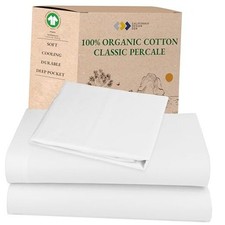 Sheets Set - Soft 100 Organic Cotton Sheets with Deep Twin 01 - Bright White