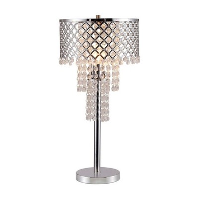 Crystal on Chrome Lattice Table Lamp Modern Bedroom Living Room Decor