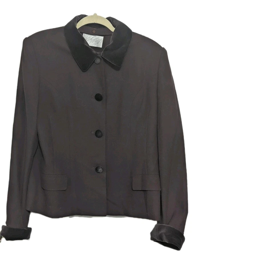 Conjunto de traje falda ciruela oscura 100 % lana Lord & Taylor vintage para mujer talla 10 4 botones Foto 2 de 4