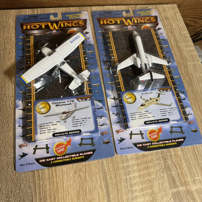 2 pc lot Hotwings Air Planes Private Jet & Cessna 172 Skyhawk 2022 Collectors