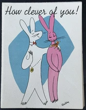 Vintage Greeting Card Bunny Rabbit Baby Artist Rosalind Welcher Panda Prints NY