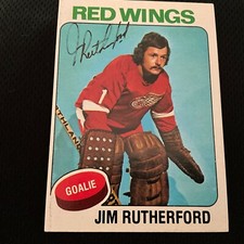 Autographed  1975-76 Topps JIM RUTHERFORD .    HOF.        **J-1