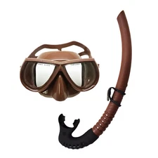 Palantic Brown Silicone Mask & Flexible Snorkel Set – Low-Volume Freediving Gear