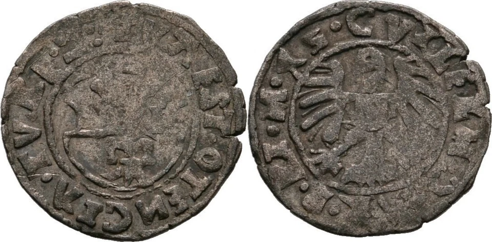 Lettland Bistum Riga Schilling 1545 Wilhelm von Brandenburg Original Münze #N709 - Bild 1 von 1