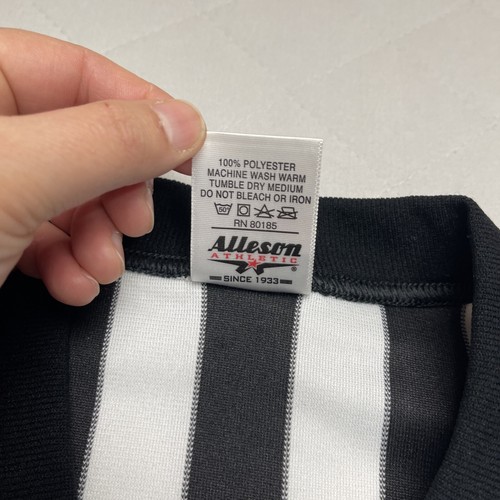 Vintage Alleson Referees Shirt Size Large Black White Striped Basketball - Picture 6 of 9