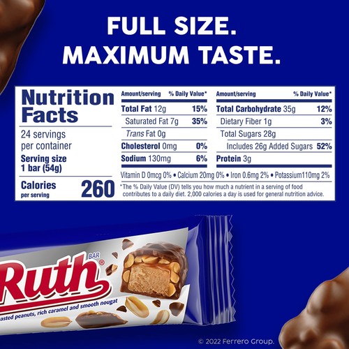 Baby Ruth, Chocolatey, Peanut, Caramel, Nougat, Full Size Individually Wrapped - 第 9/9 張圖片