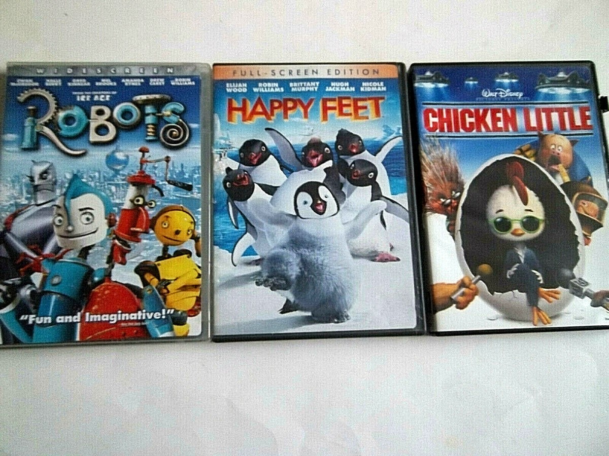 Lot of 3 Kids Childrens DVDs, Robots, Chicken Little, Happy Feet Lot of 3 Kids Childrens DVDs, Robots, Chicken Little, Happy Feet