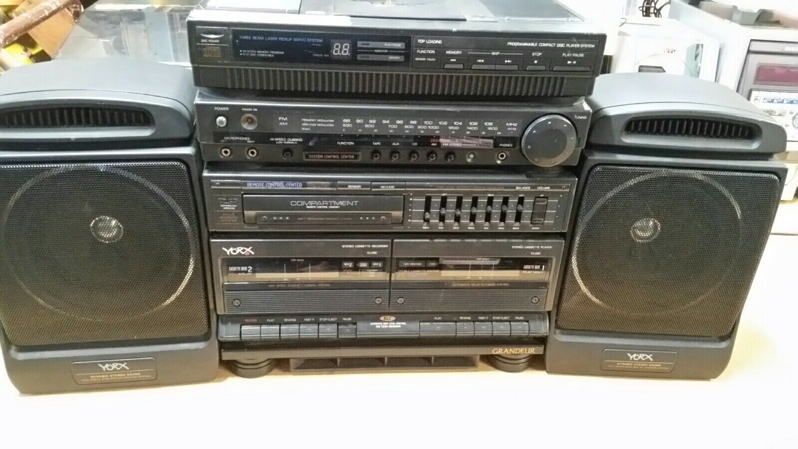 Vintage YORX Stereo AM FM CD Double Tape With Remote Model2307 4parts  (E160W2)