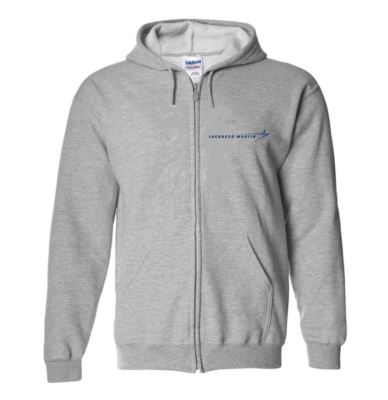 Lockheed Martin US Aerospace Aviation Full Zip Gray Hoodie Hooded