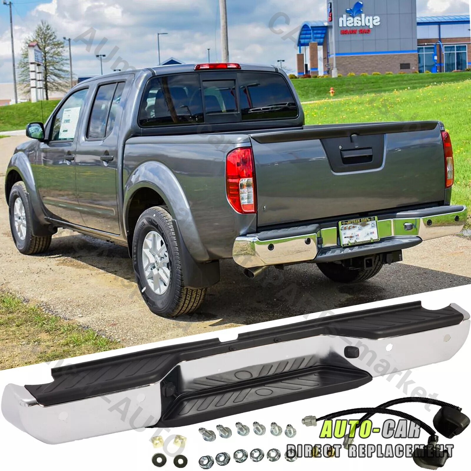 Chrome Rear Step Bumper Assembly For Nissan Frontier 13-21 Steel W/ Sensor Hole