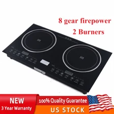 110V Induction Cooktop 2 Burners Electric Hob Cook Top Stove Ceramic Cooktop USA