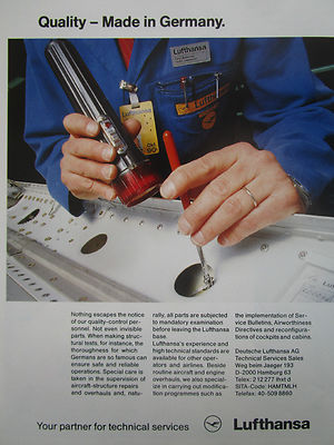 11/1989 PUB LUFTHANSA GERMAN AIRLINES TECHNISCHER DIENST ORIGINAL ANZEIGE