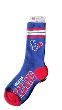 Houston Texans Men's Crew 4 Stripe Socks Medium Size 5 to 10 New! Free Shipping!