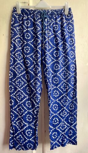 Bellissimi pantaloni da spiaggia *NATURA* tintura blu cotone elasticizzato L