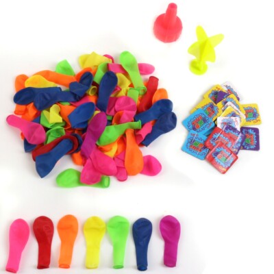 WATERBOMB KIT 102Pc Water Balloons WITH TAP ADAPTOR Kids Party Bag Filler Toys