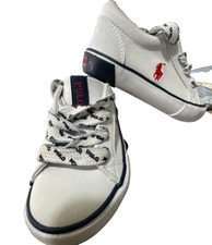 Polo Ralph Lauren Youth Boys White Casual Leather Sneakers Size 6