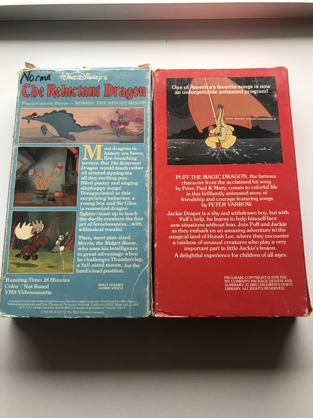 The Reluctant Dragon & Puff The Magic Dragon 2 VHS Lot, Rare OOP,  Dragons,Disney | eBay