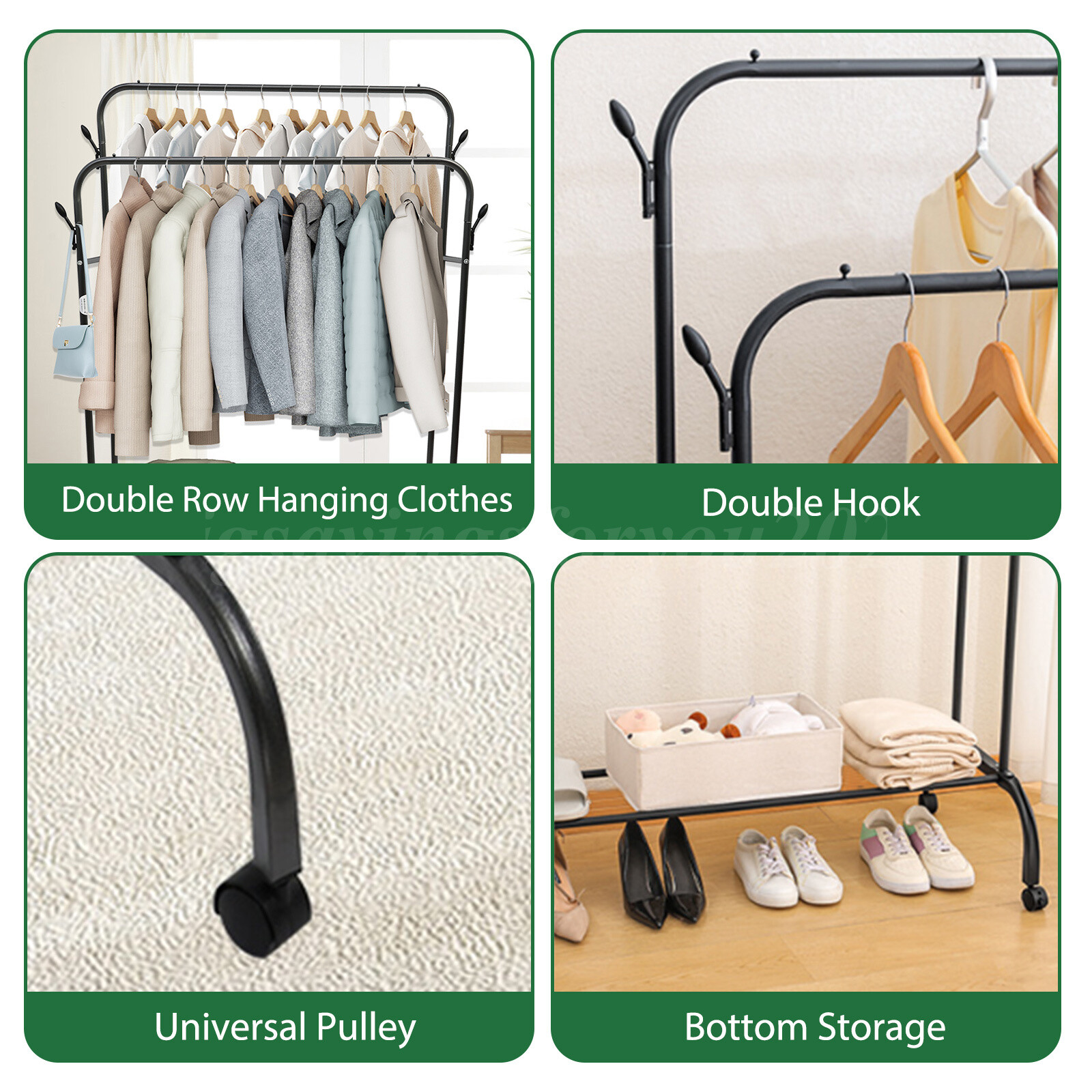 Heavy Duty Clothes Rack Closet Storage Shelf Garment Rack Clothing With Wheels