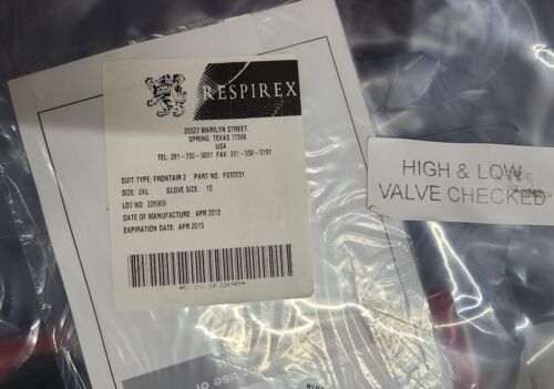 Respirex Suit Type Frontair 2, PN FST0031 Size 2XL. Glove Size 10, Date 04/2015 - Picture 2 of 4